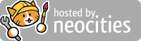 The Neocities Cat logo. It is a head of an orange and white cat with a yellow hardhat while holding a wrench in its right paw and a paintbrush in its left. It is acompanied by text that states hosted by neocities